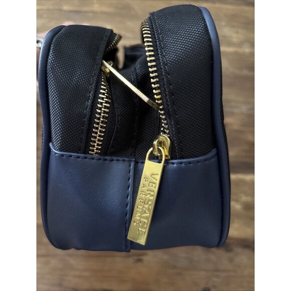 Versace Parfums Blue Canvas Zip Cosmetic Toiletry Bag Y2K 80s 90s Travel Luggage - Picture 4 of 5